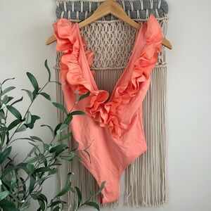 Zara Peach Ruffled Swimsuit